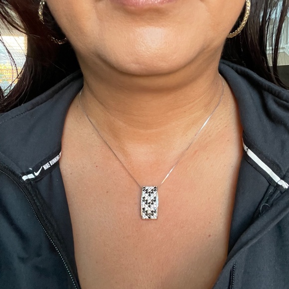 Dual sided cz paved stones mixed color rectangular pendant - Picture 9 of 16